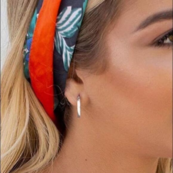 sterling silver post small hoop earrings - Picture 2 of 3